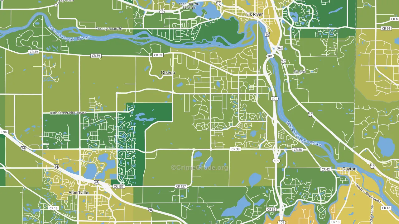 Otsego, MN Map of Vehicle Theft Rates