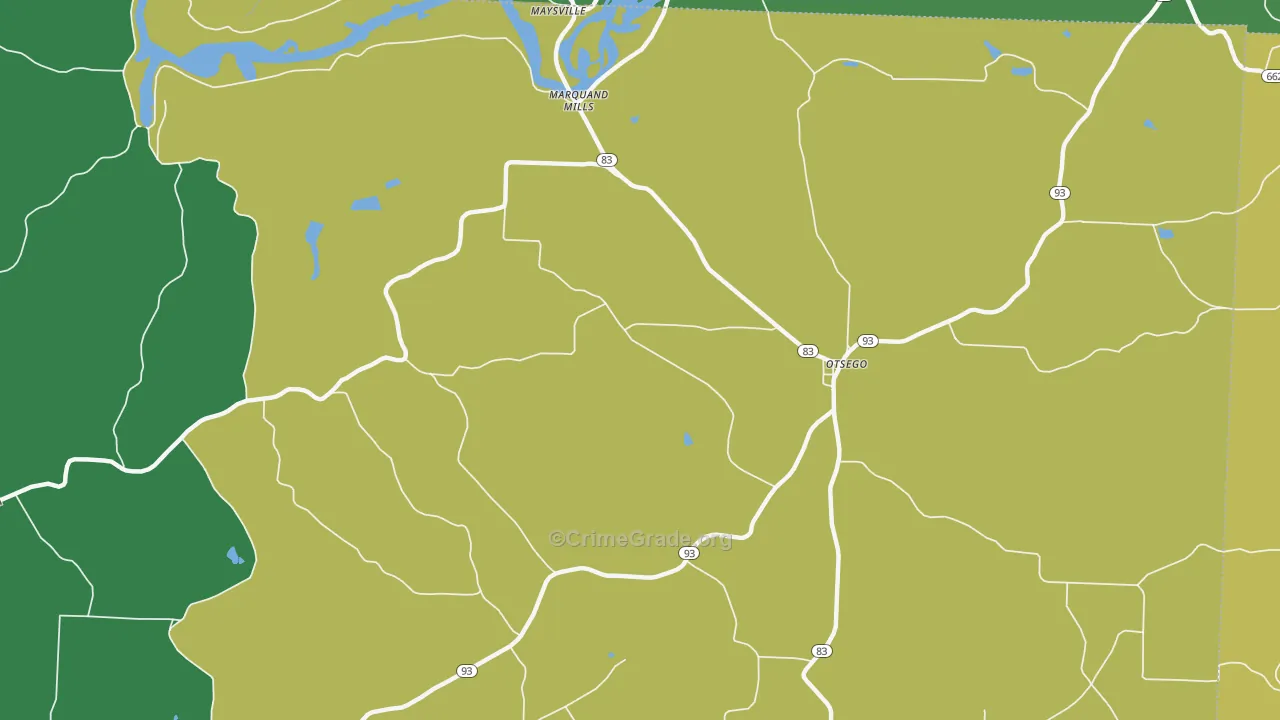 Otsego, OH Map of Vehicle Theft Rates