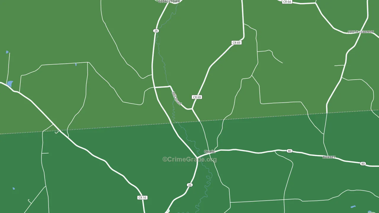 Otselic, NY Map of Vehicle Theft Rates