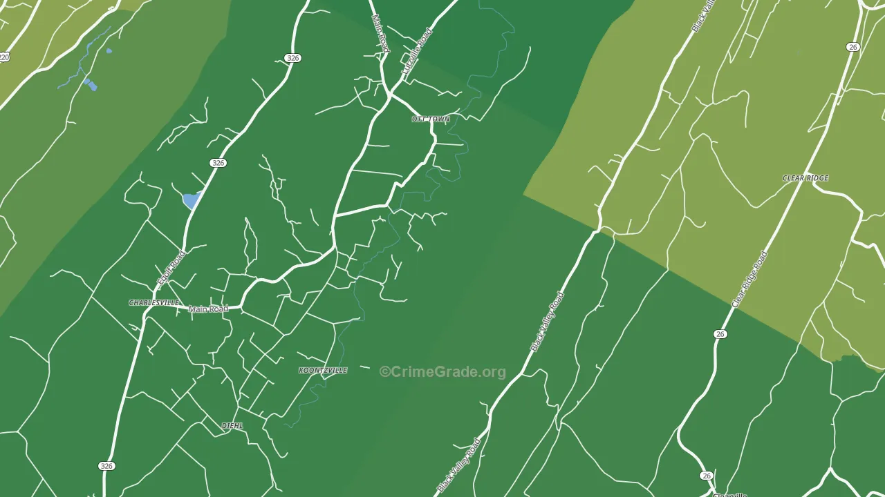 Ott Town, PA Map of Vehicle Theft Rates