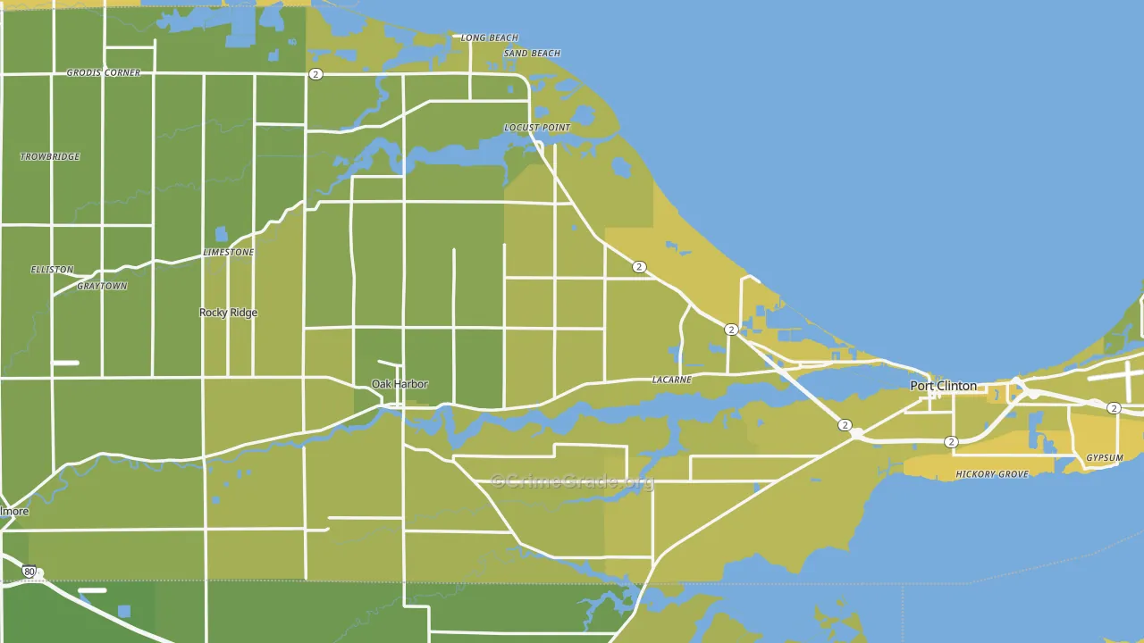 Ottawa County, OH Map of Vehicle Theft Rates