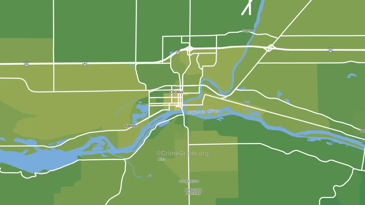 Ottawa, IL Map of Vehicle Theft Rates