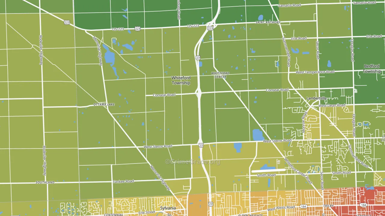 Ottawa Lake, MI Map of Vehicle Theft Rates
