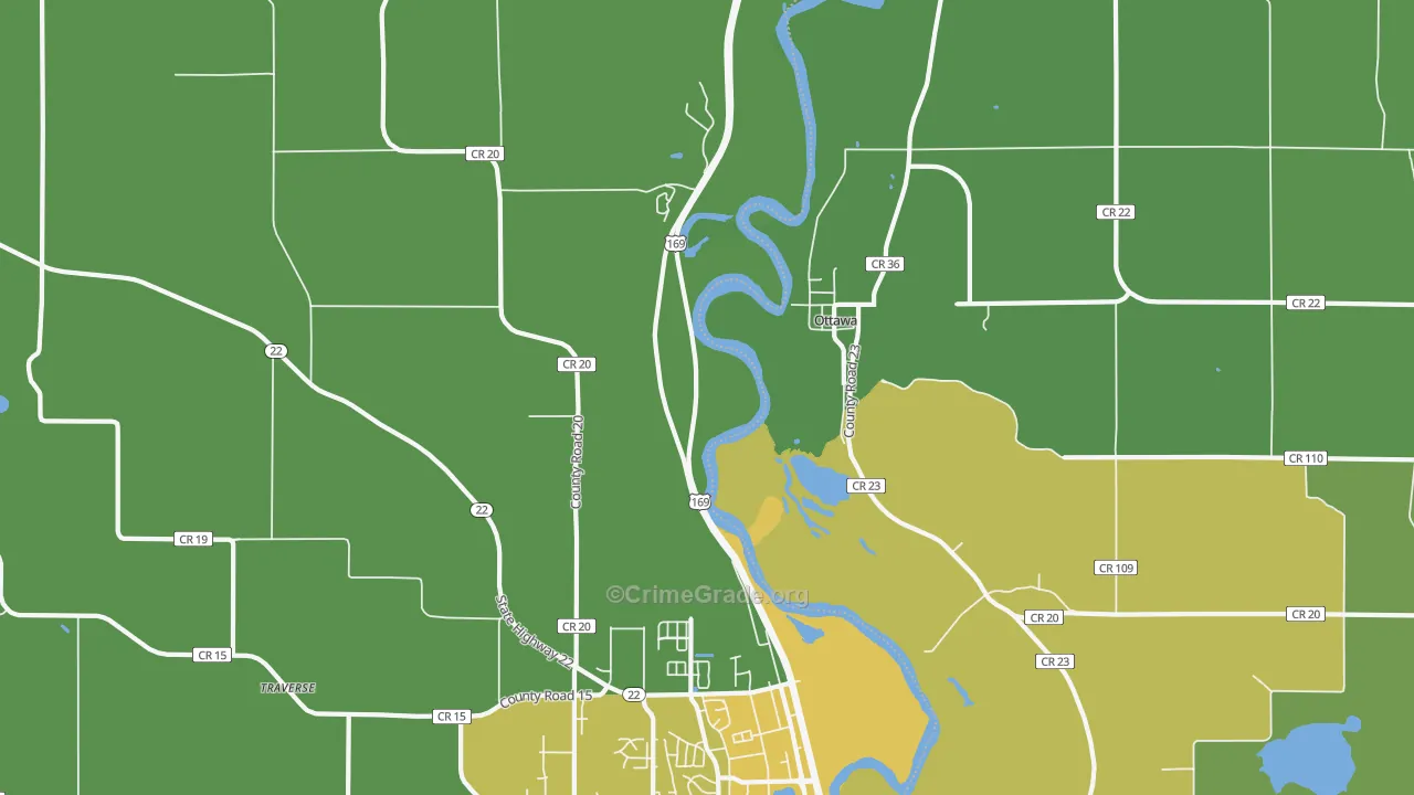 Ottawa, MN Map of Vehicle Theft Rates