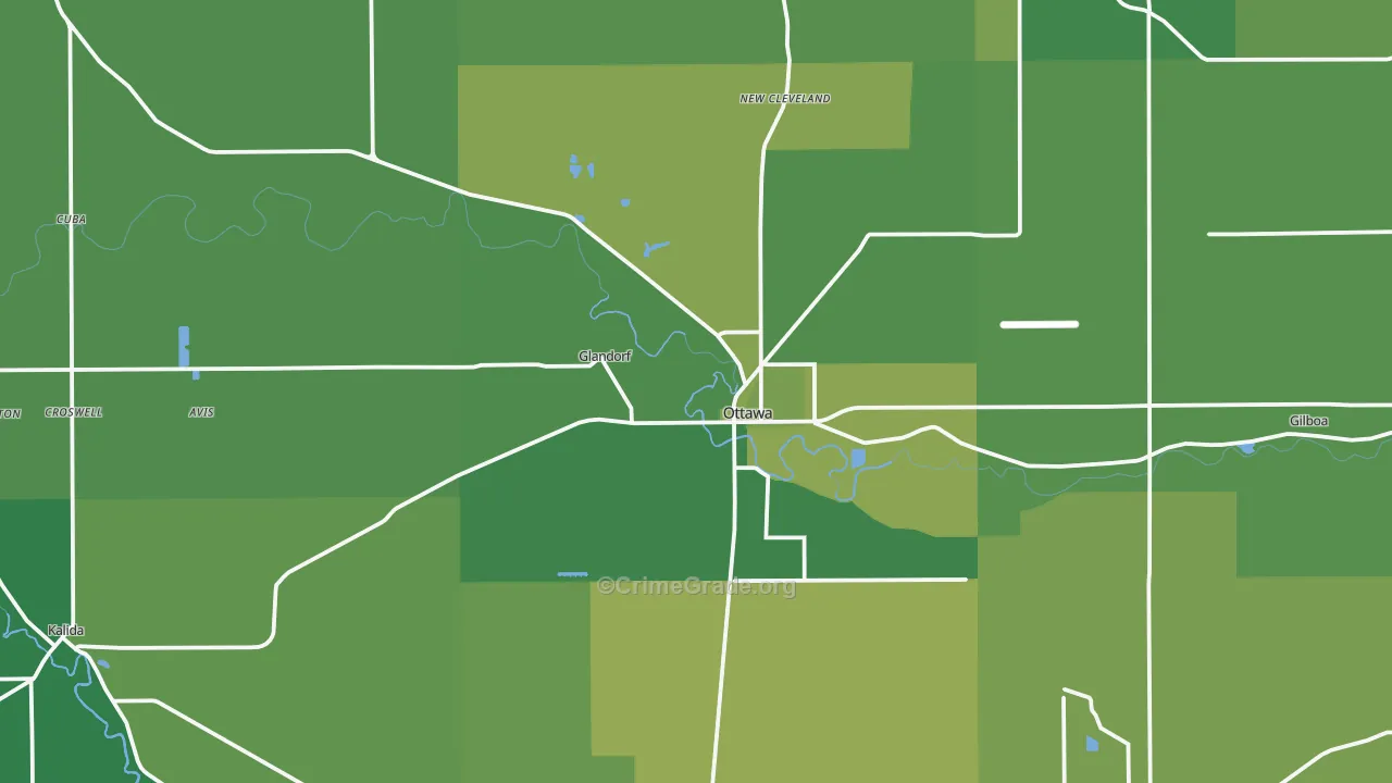 Ottawa, OH Map of Vehicle Theft Rates