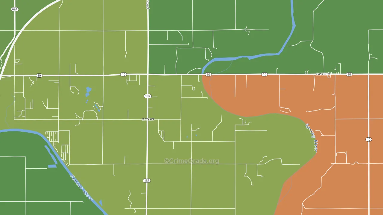 Ottawa, OK Map of Vehicle Theft Rates
