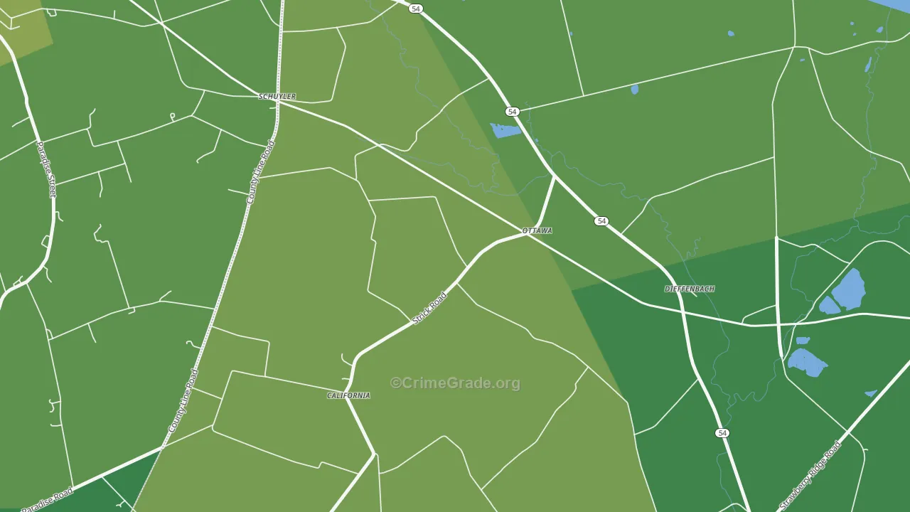 Ottawa, PA Map of Vehicle Theft Rates