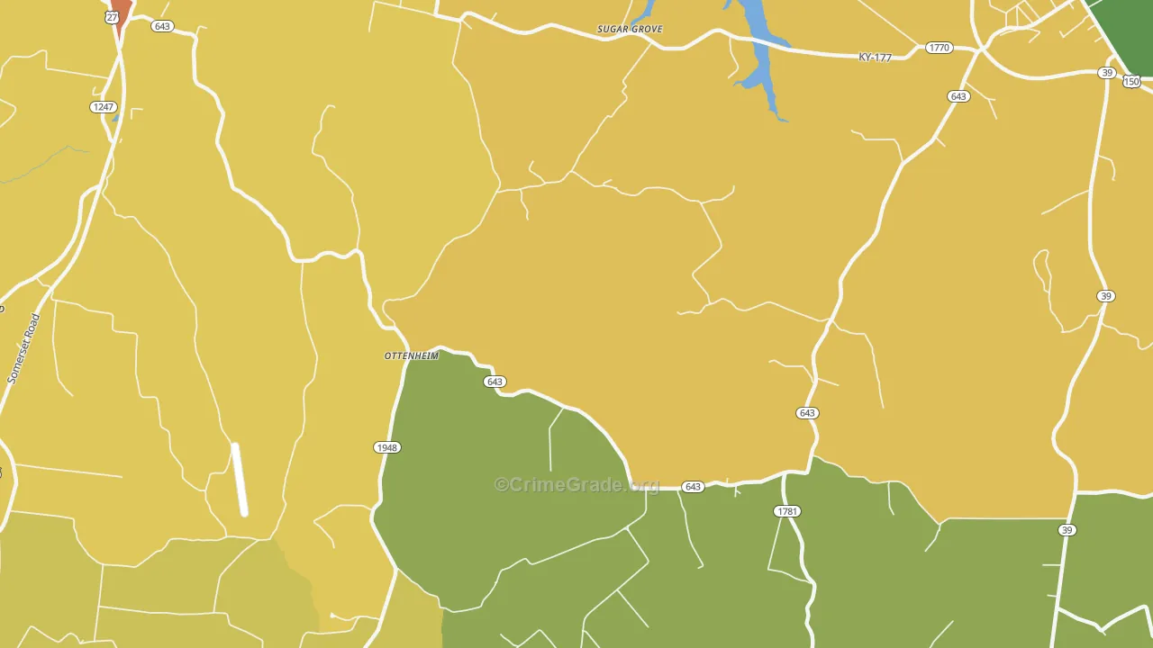 Ottenheim, KY Map of Vehicle Theft Rates