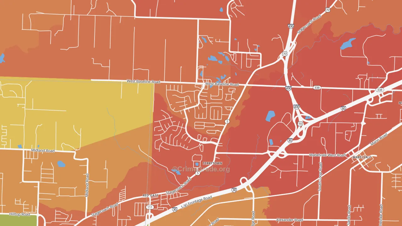 Otter Creek Crystal, Little Rock, AR Map of Vehicle Theft Rates