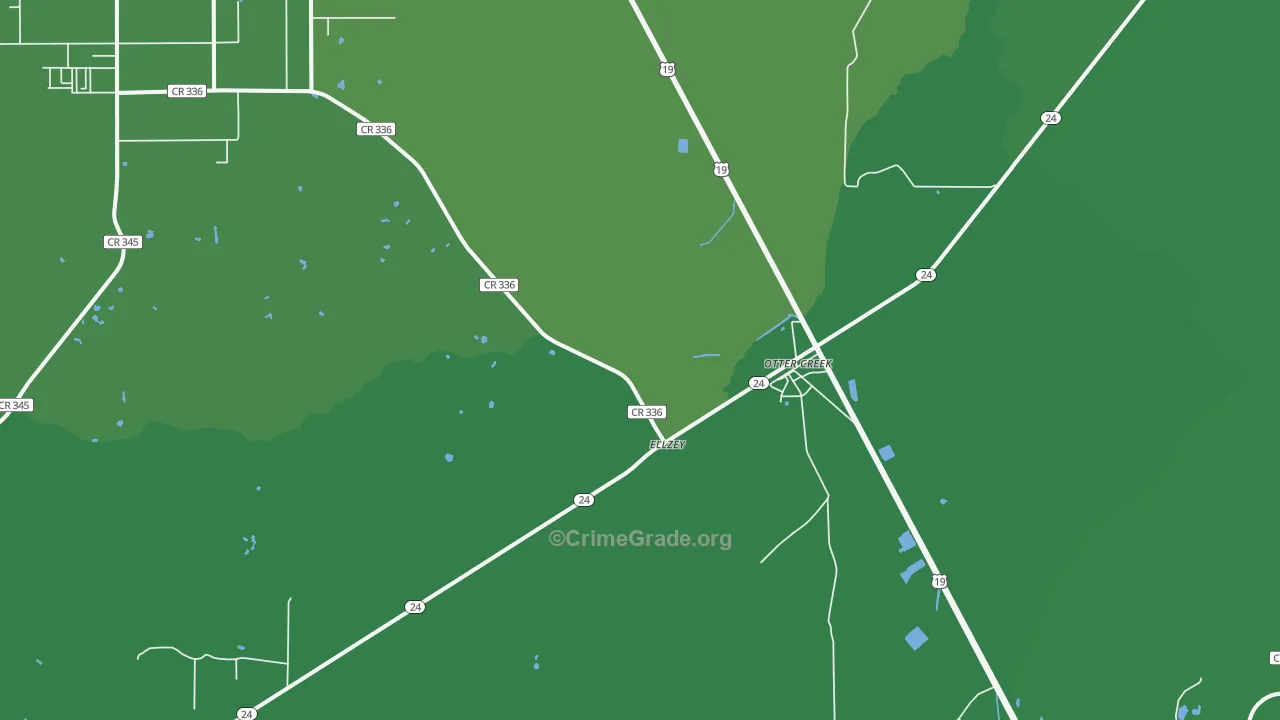 Otter Creek, FL Map of Vehicle Theft Rates