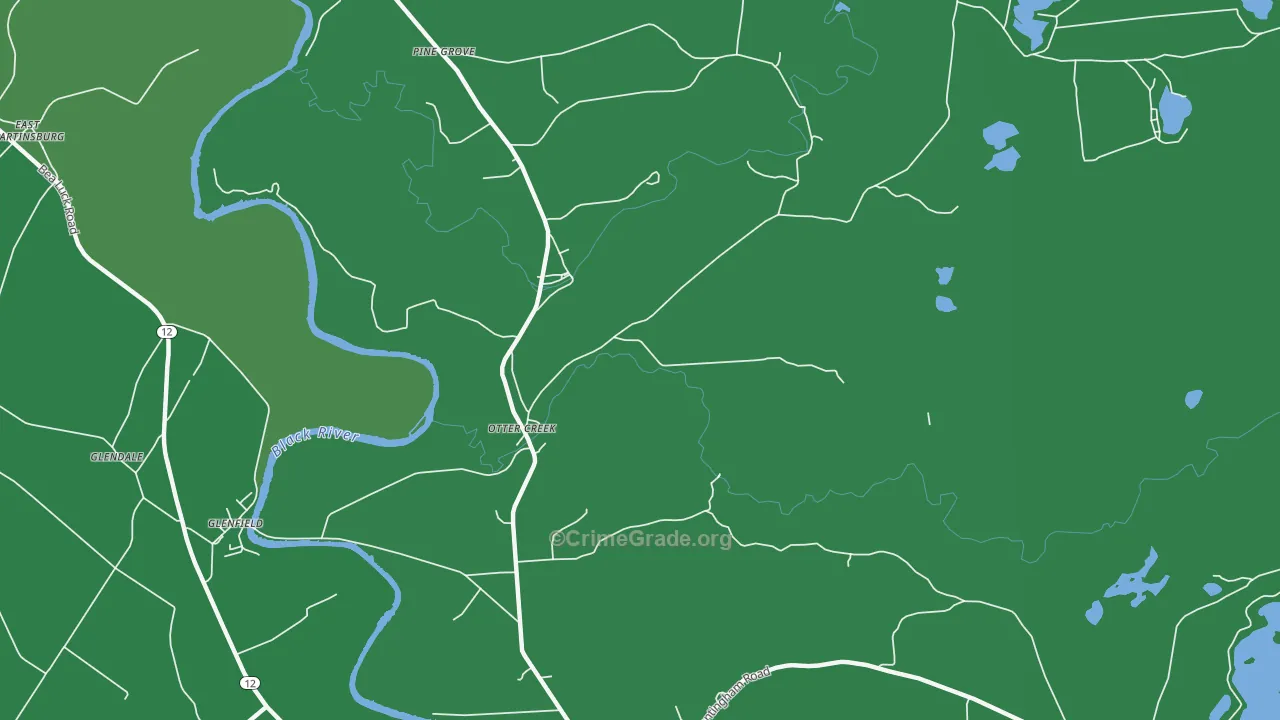 Otter Creek, NY Map of Vehicle Theft Rates