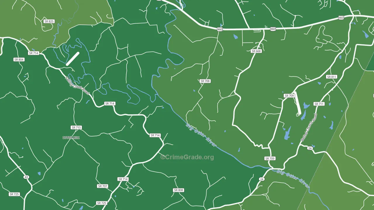 Otter Hill, VA Map of Vehicle Theft Rates