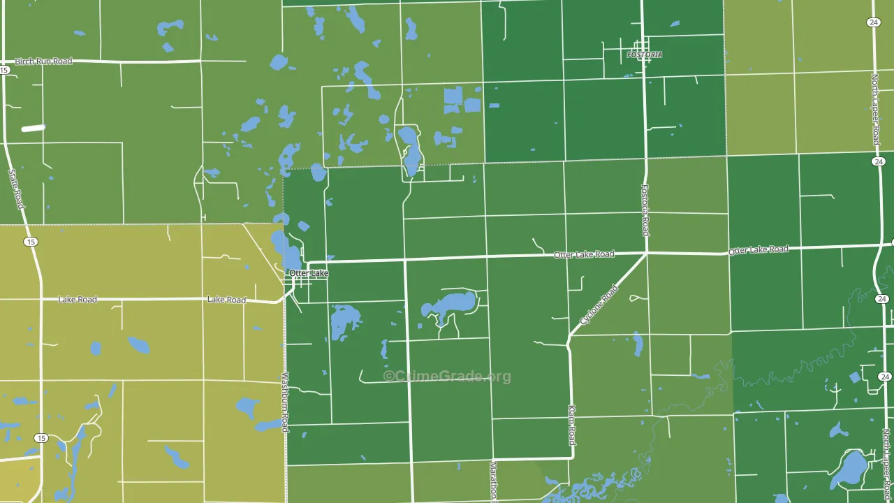 Otter Lake, MI Map of Vehicle Theft Rates