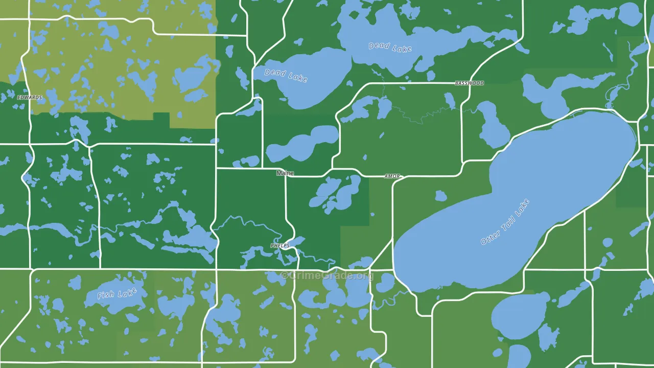 Otter Tail County, MN Map of Vehicle Theft Rates