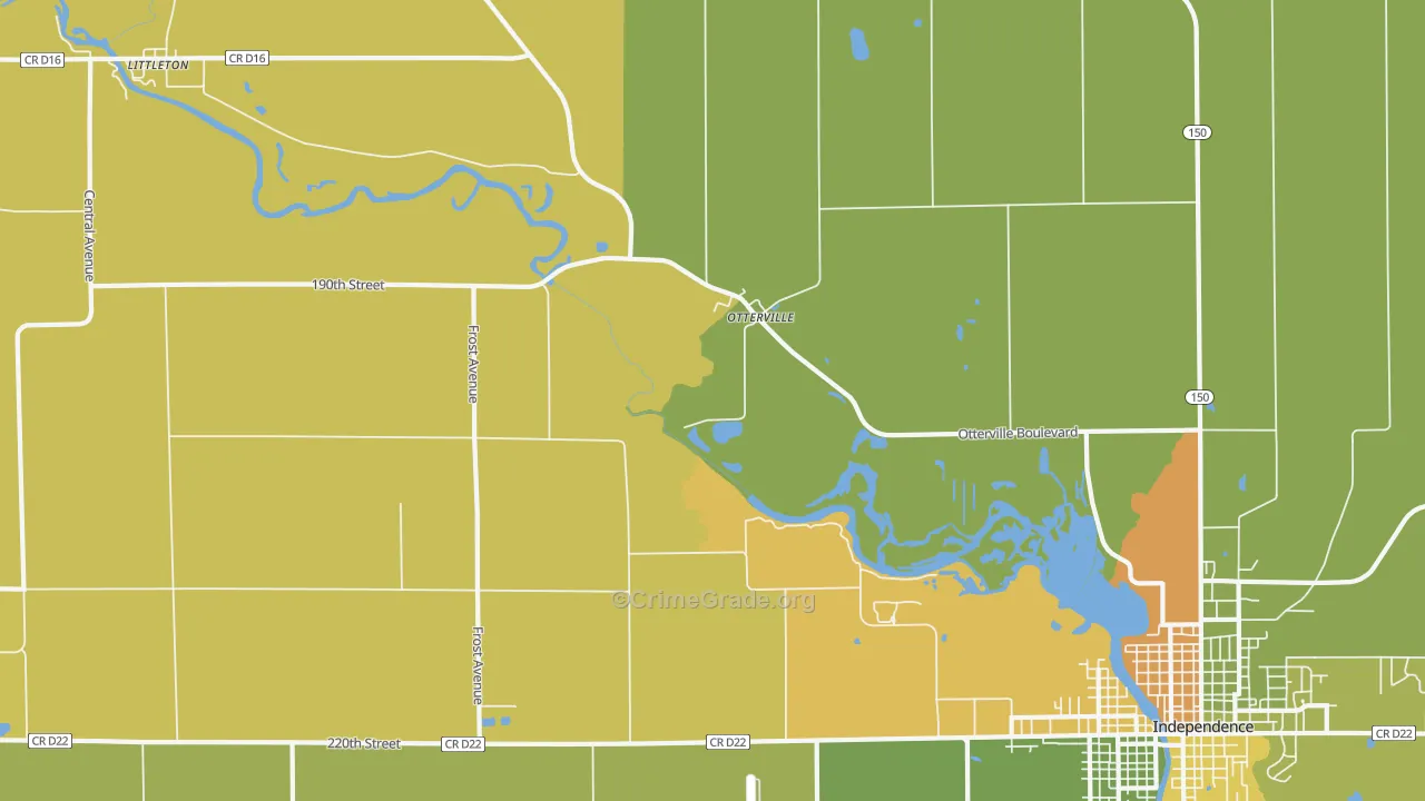 Otterville, IA Map of Vehicle Theft Rates