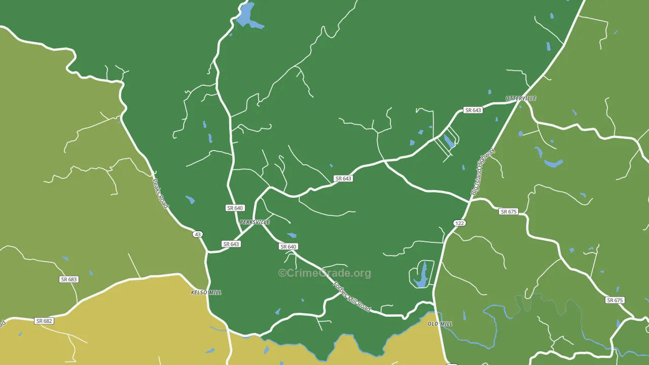 Otterville, VA Map of Vehicle Theft Rates