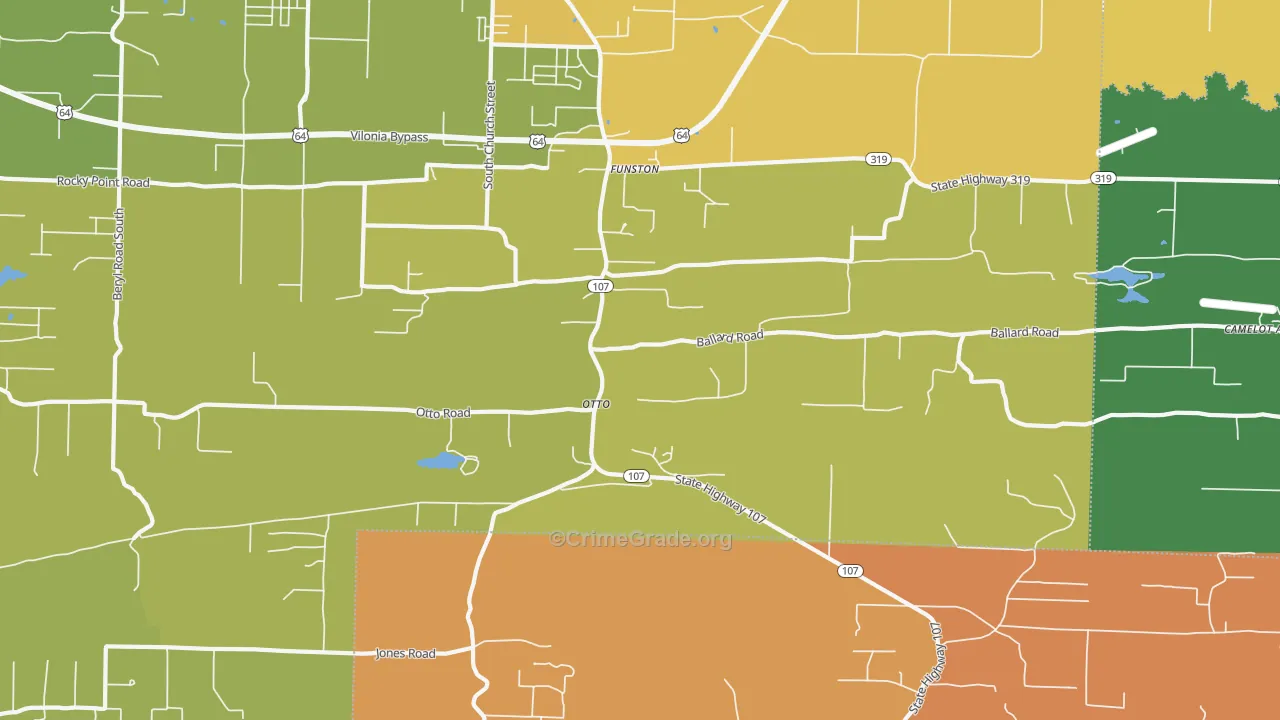 Otto, AR Map of Vehicle Theft Rates