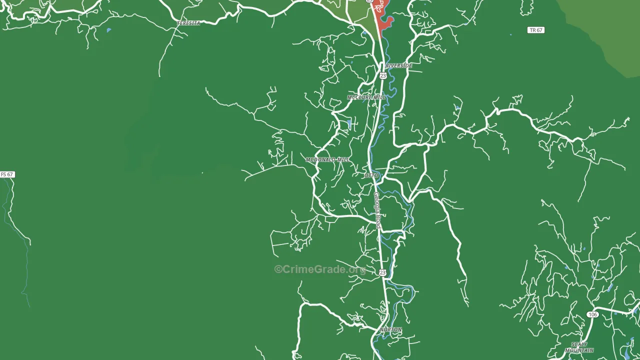 Otto, NC Map of Vehicle Theft Rates
