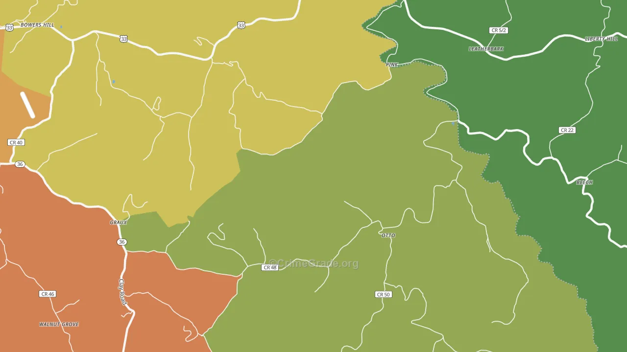Otto, WV Map of Vehicle Theft Rates