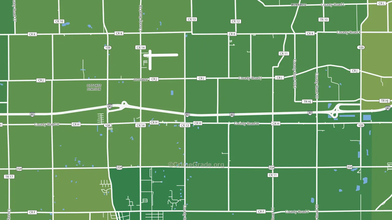 Ottokee, OH Map of Vehicle Theft Rates