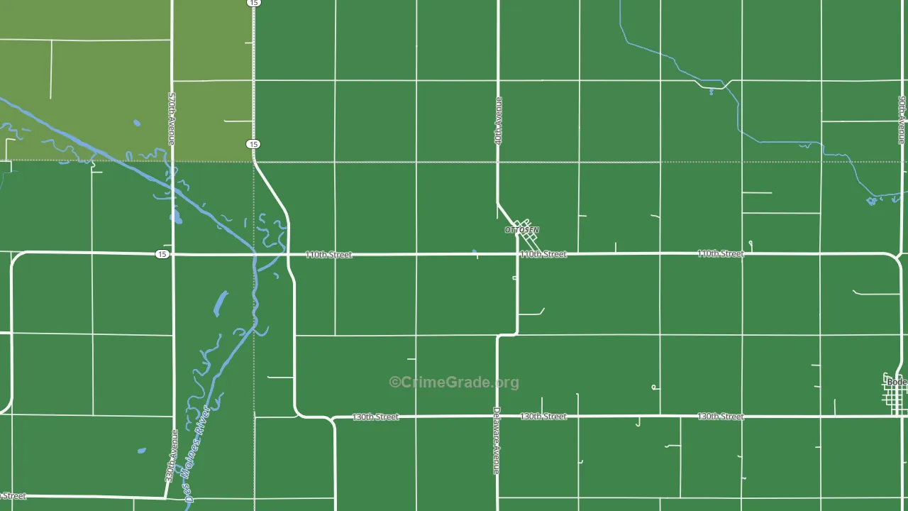 Ottosen, IA Map of Vehicle Theft Rates