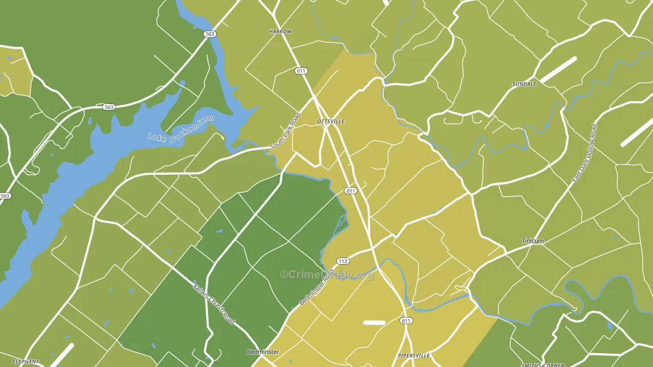 Ottsville, PA Map of Vehicle Theft Rates