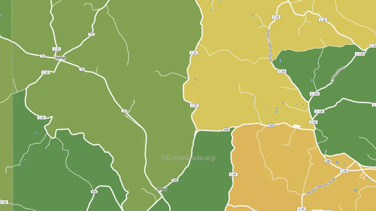 Otway, OH Map of Vehicle Theft Rates