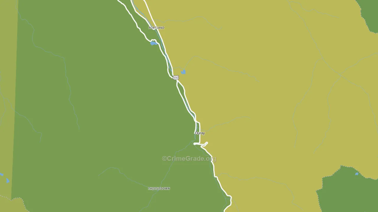 Ouray, CO Map of Vehicle Theft Rates