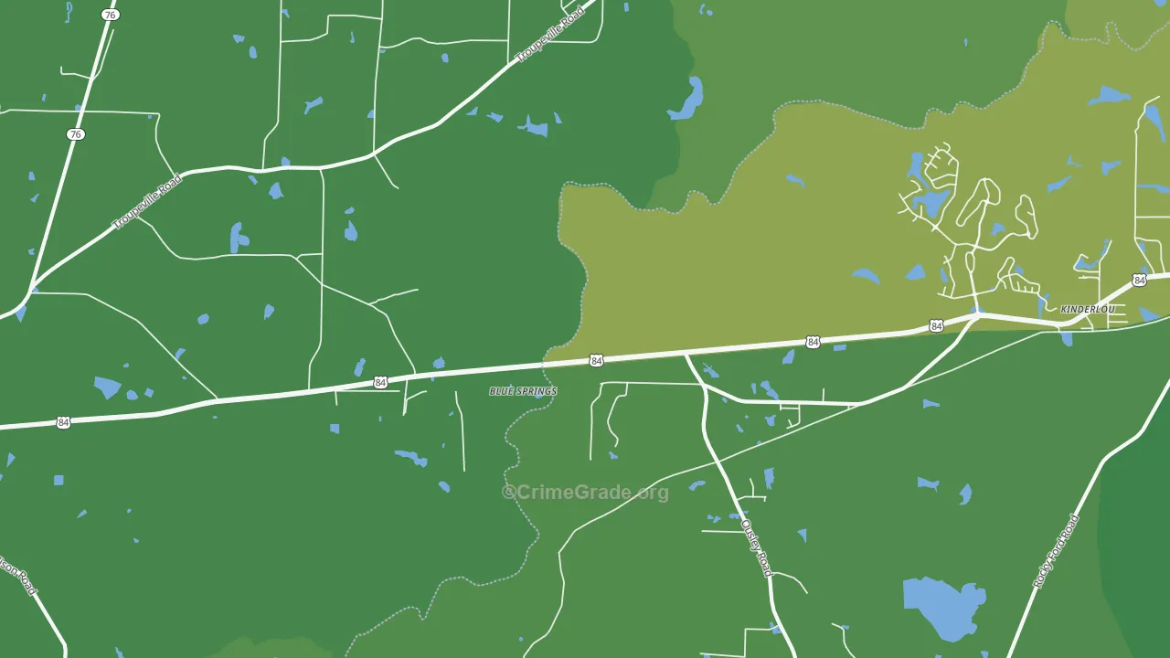 Ousley, GA Map of Vehicle Theft Rates