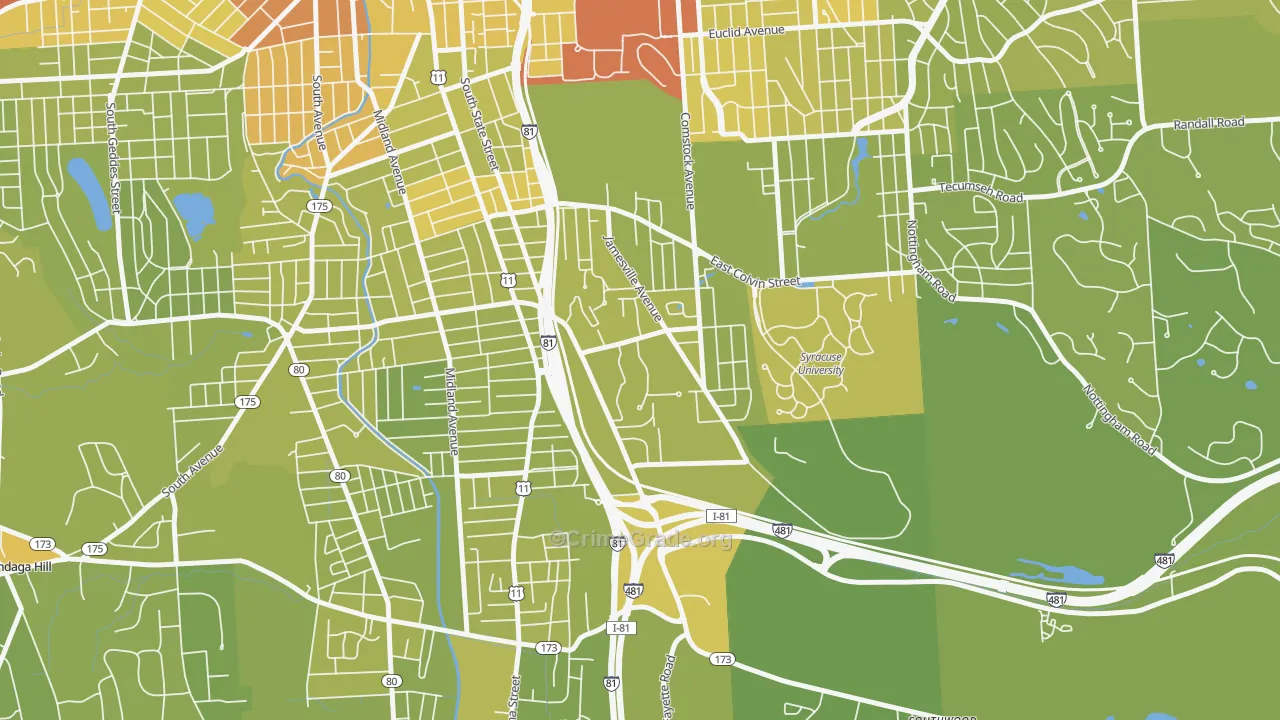 Outer Comstock, Syracuse, NY Map of Vehicle Theft Rates