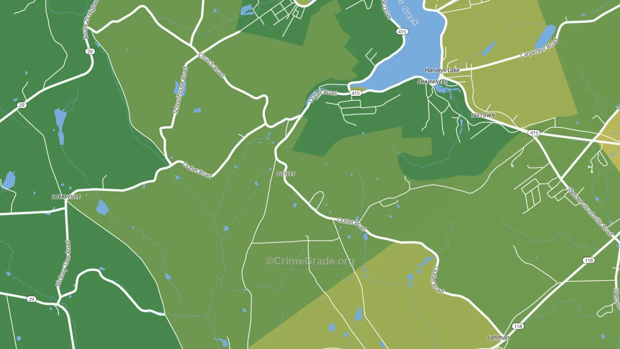 Outlet, PA Map of Vehicle Theft Rates