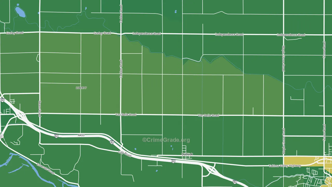 Outlook, WA Map of Vehicle Theft Rates