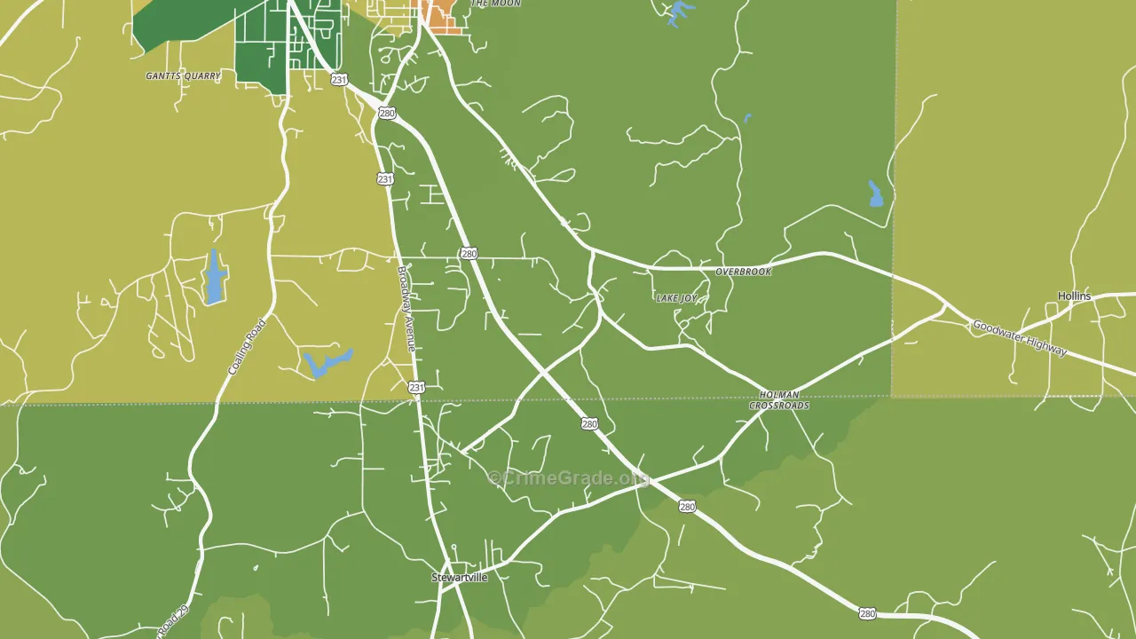 Overbrook, AL Map of Vehicle Theft Rates
