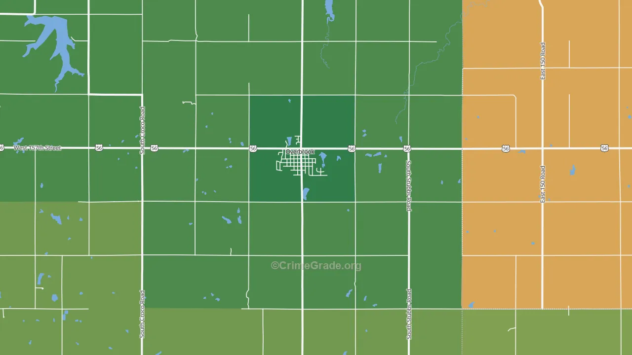 Overbrook, KS Map of Vehicle Theft Rates