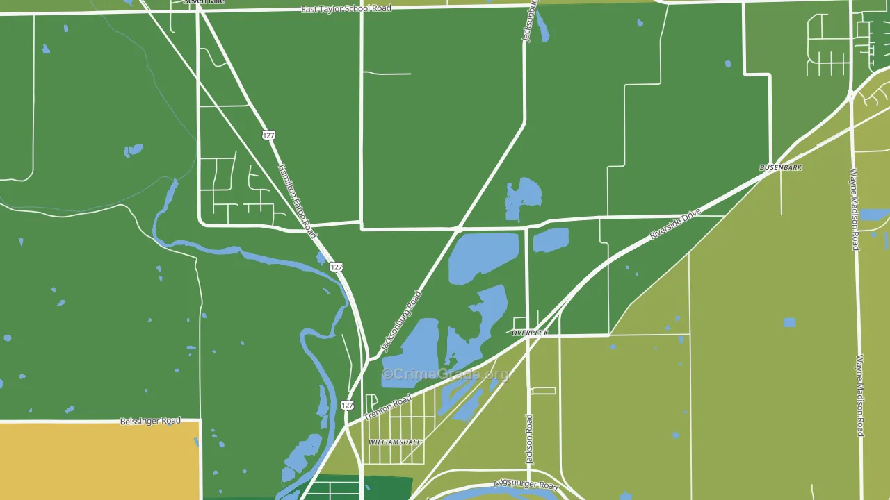 Overpeck, OH Map of Vehicle Theft Rates