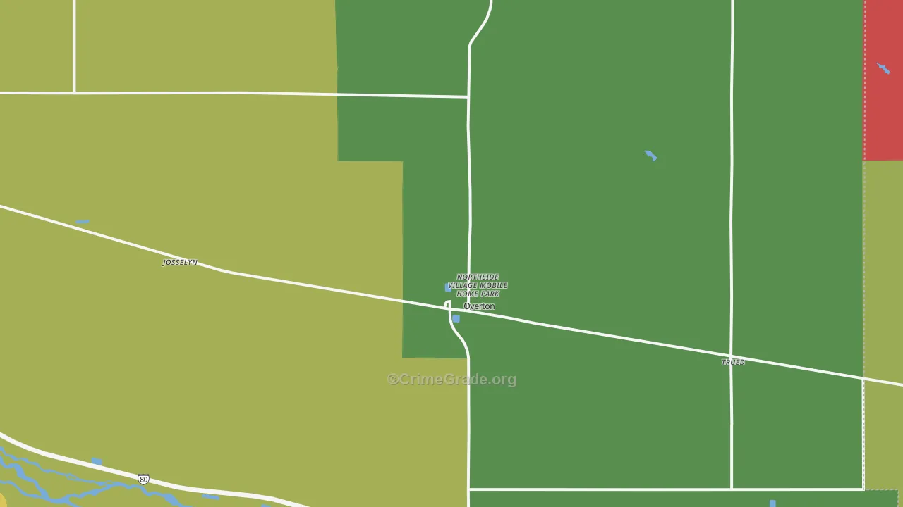 Overton, NE Map of Vehicle Theft Rates