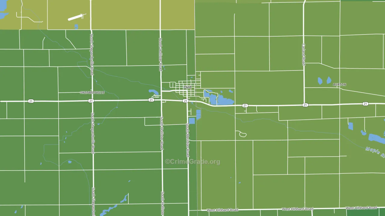 Ovid, MI Map of Vehicle Theft Rates
