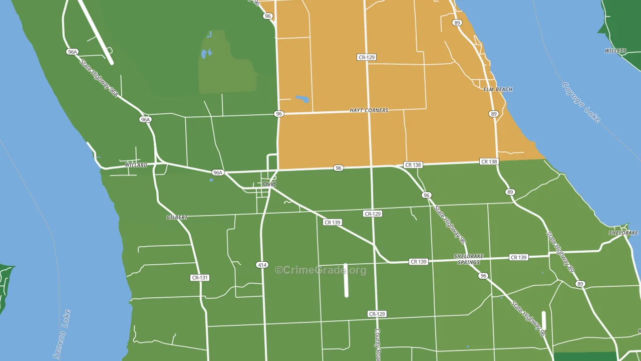 Ovid, NY Map of Vehicle Theft Rates