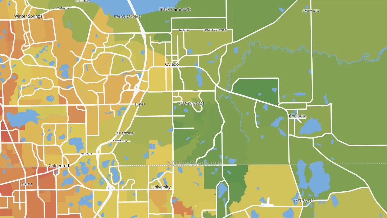 Oviedo, FL Map of Vehicle Theft Rates