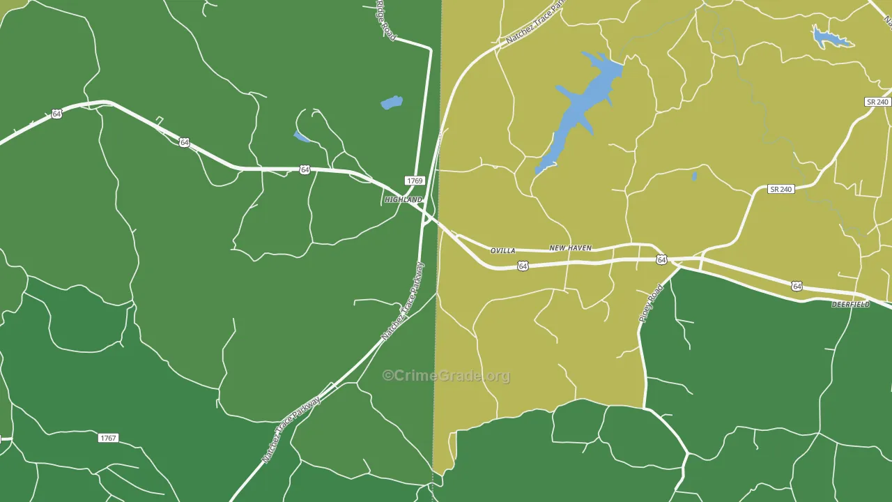 Ovilla, TN Map of Vehicle Theft Rates