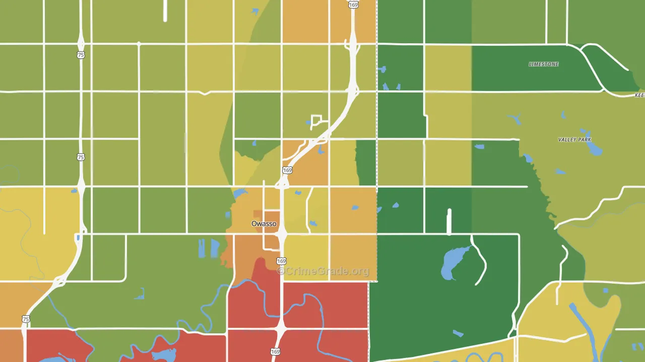 Owasso, OK Map of Vehicle Theft Rates