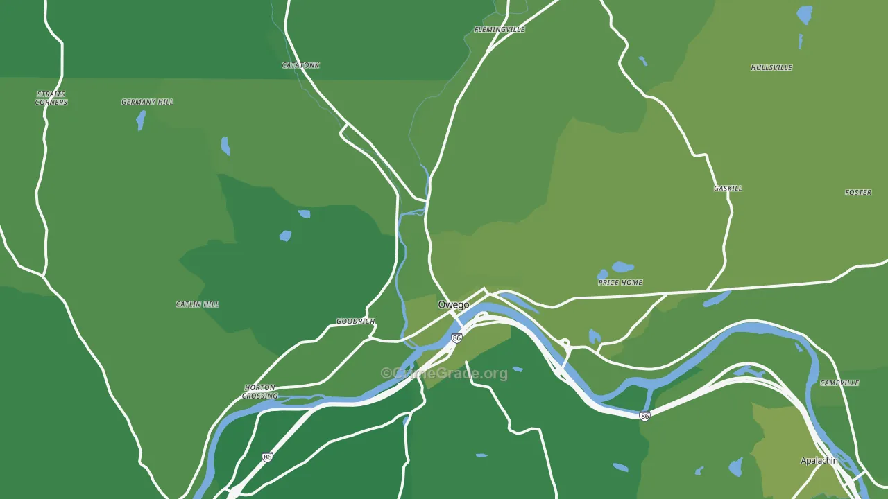 Owego, NY Map of Vehicle Theft Rates