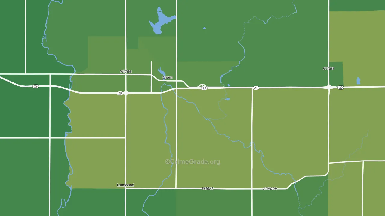 Owen, WI Map of Vehicle Theft Rates