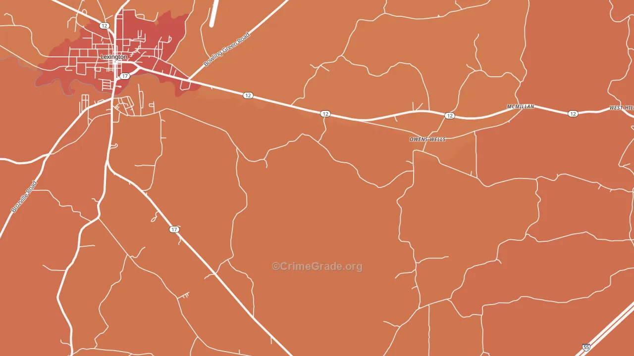 Owens Wells, MS Map of Vehicle Theft Rates