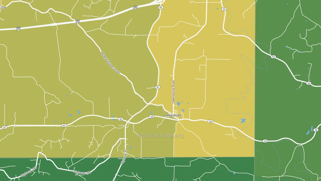 Owensburg, IN Map of Vehicle Theft Rates