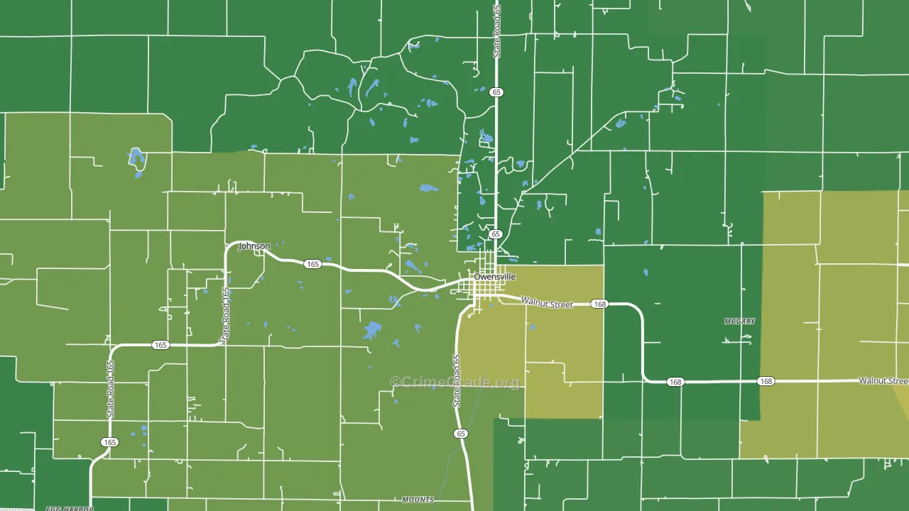 Owensville, IN Map of Vehicle Theft Rates