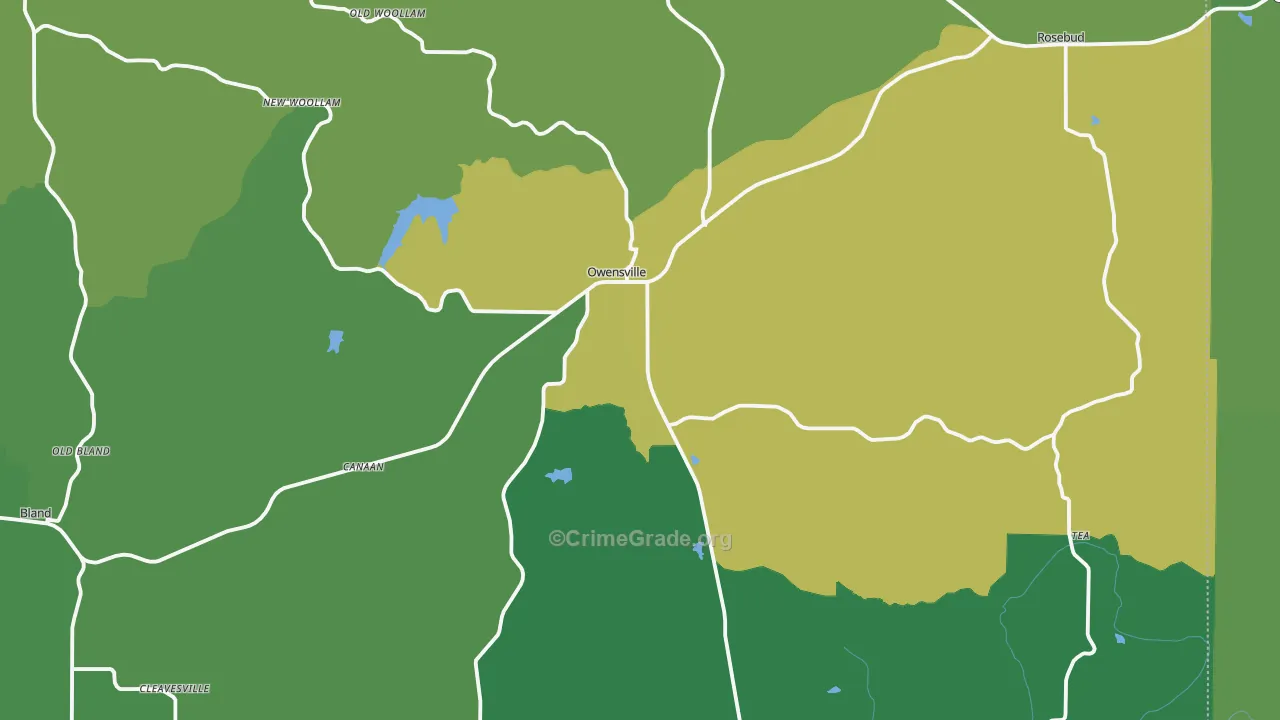 Owensville, MO Map of Vehicle Theft Rates
