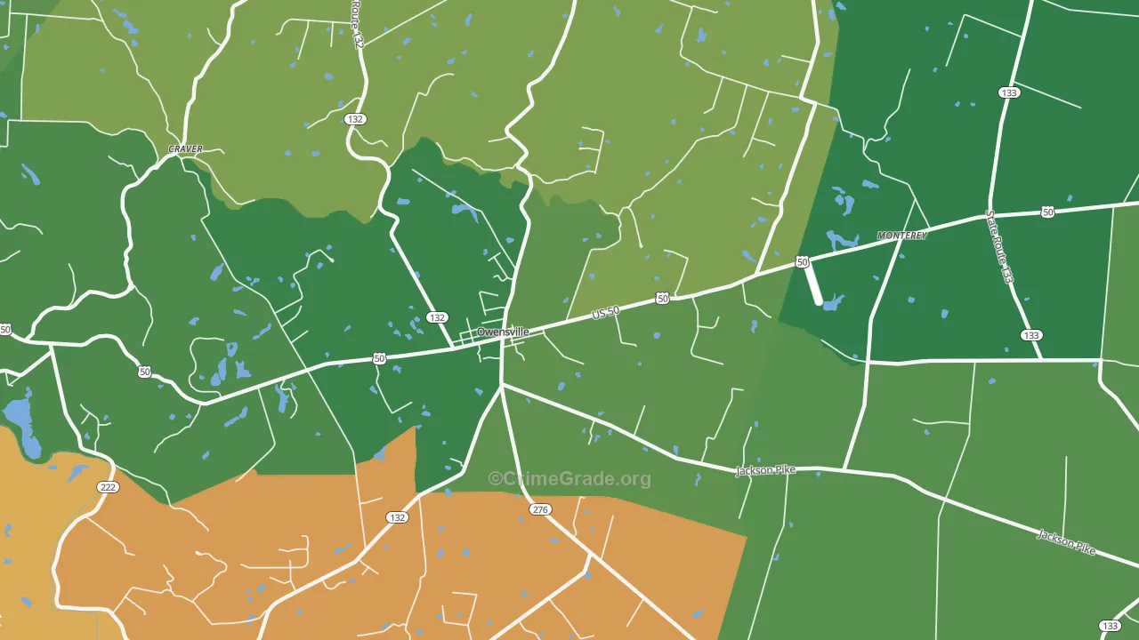 Owensville, OH Map of Vehicle Theft Rates
