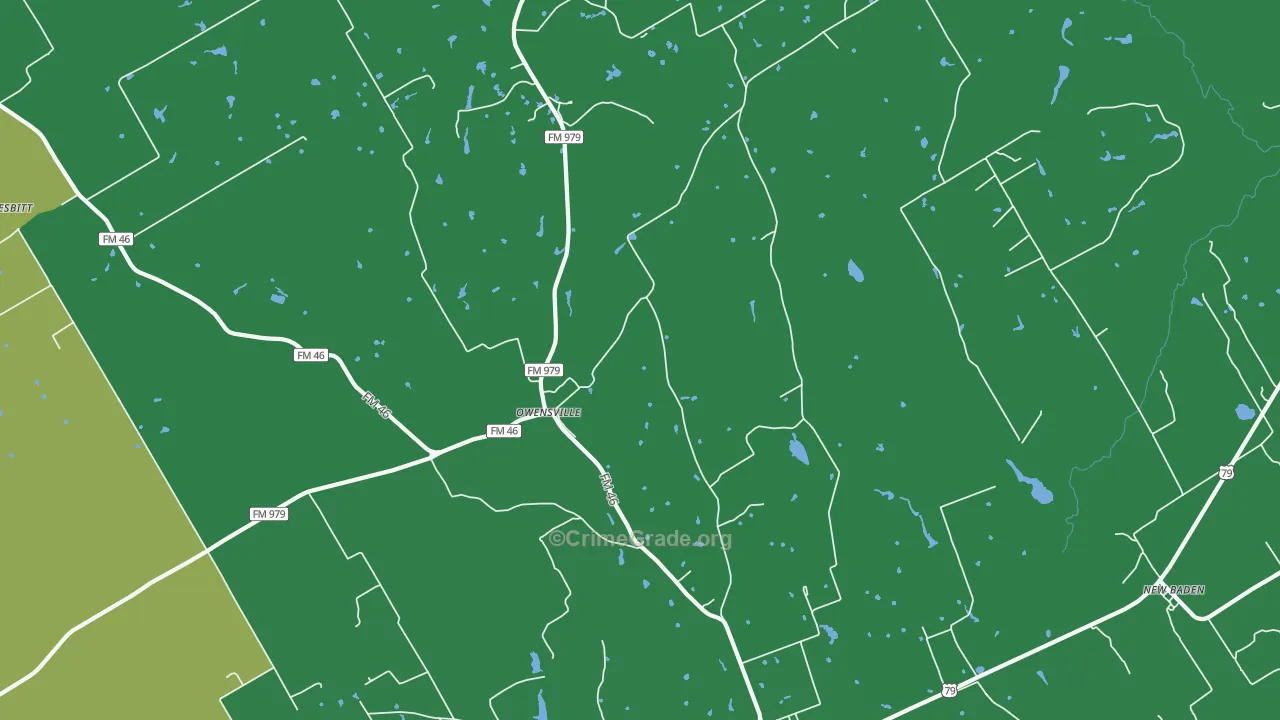 Owensville, TX Map of Vehicle Theft Rates