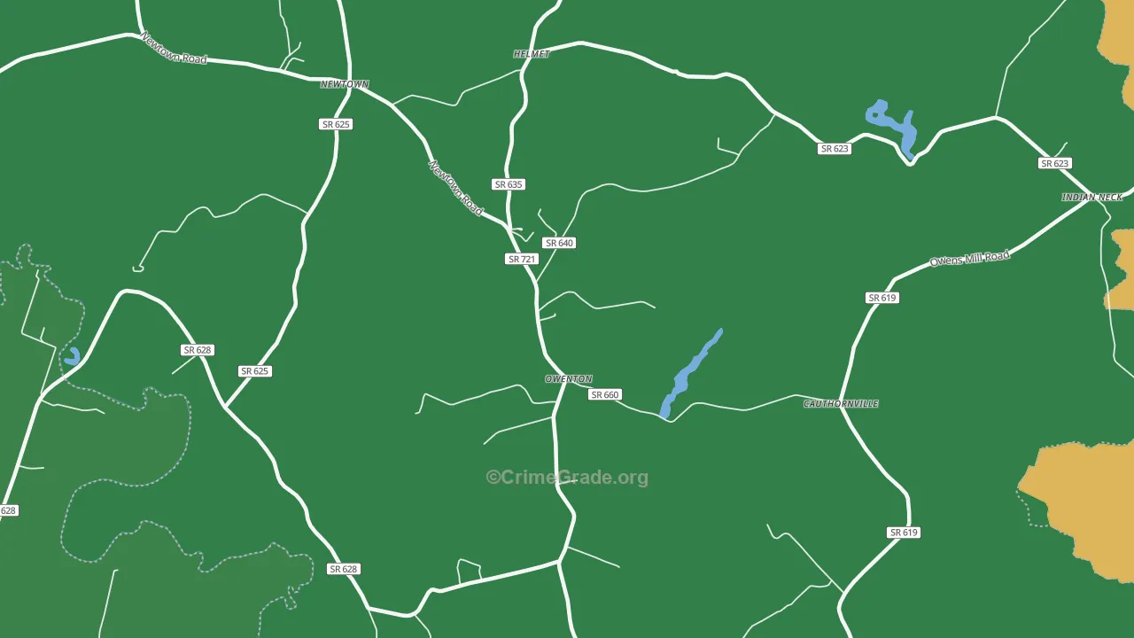 Owenton, VA Map of Vehicle Theft Rates